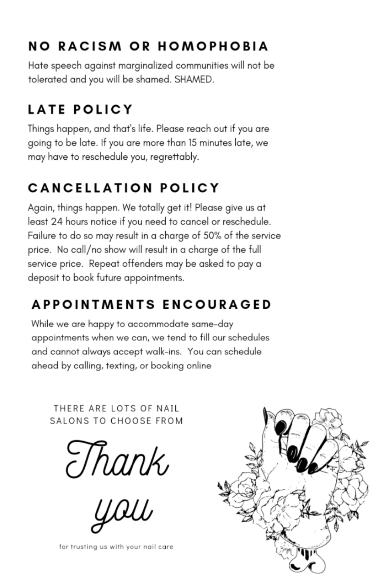 Cancellation Policy – FAB Nail Studio